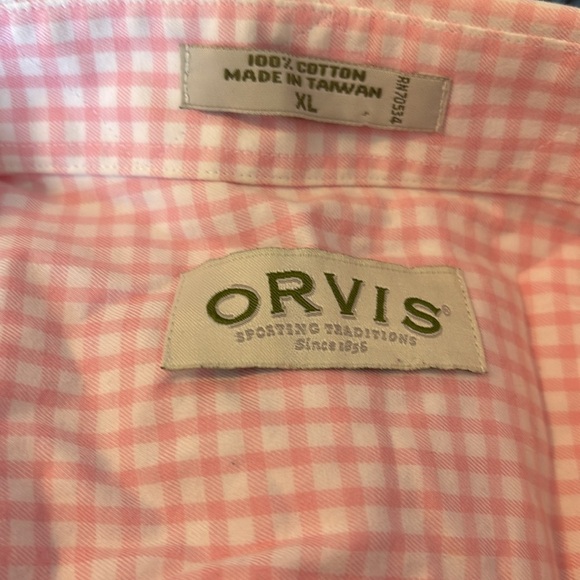 Orvis men’s white and pink gingham long sleeve button down shirt size XL - Picture 7 of 8